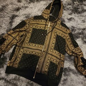 Gold/black bandana print hoodie